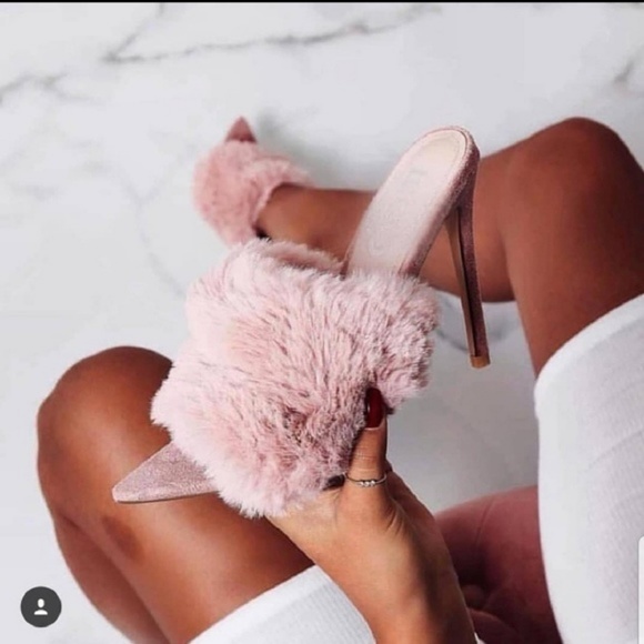 Cape Robbin Savage Fur High Heels Mules Green💝 - Picture 6 of 7